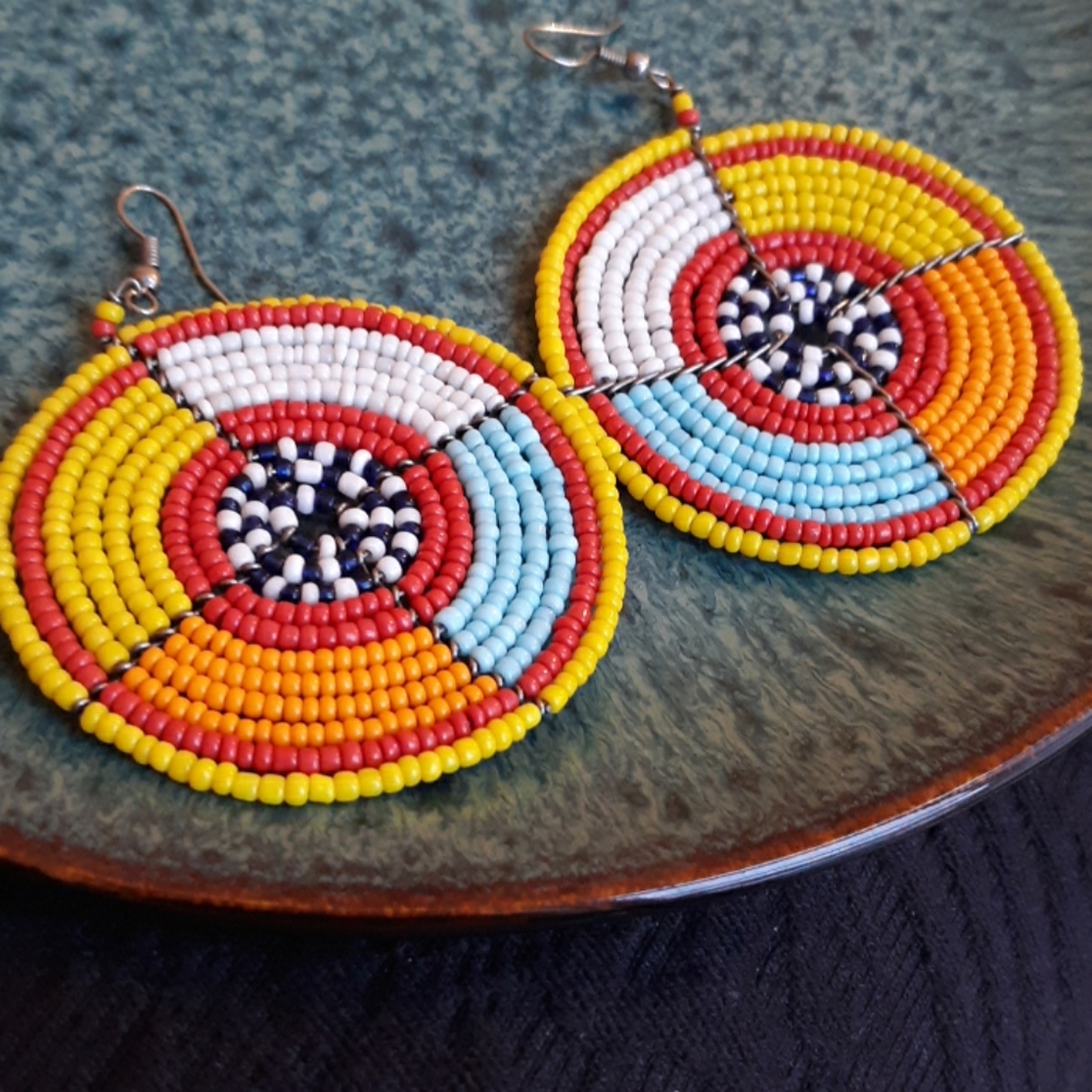 Beaded circle earrings